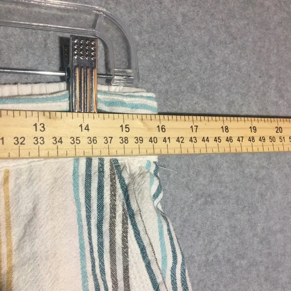 Womens Per Se Shorts Colorful Striped Linen Lagenlook Summer Boho Beachy Pastel - Picture 2 of 7